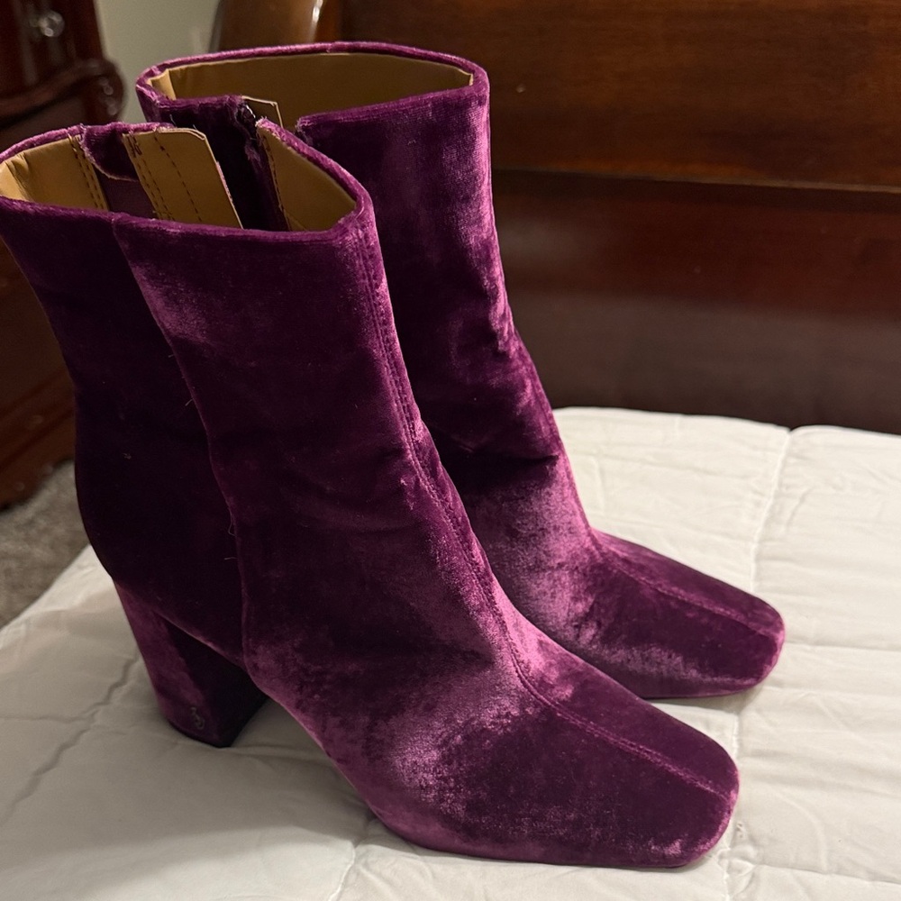 Sam Edelman Velvet Heeled Boots in Rich Purple